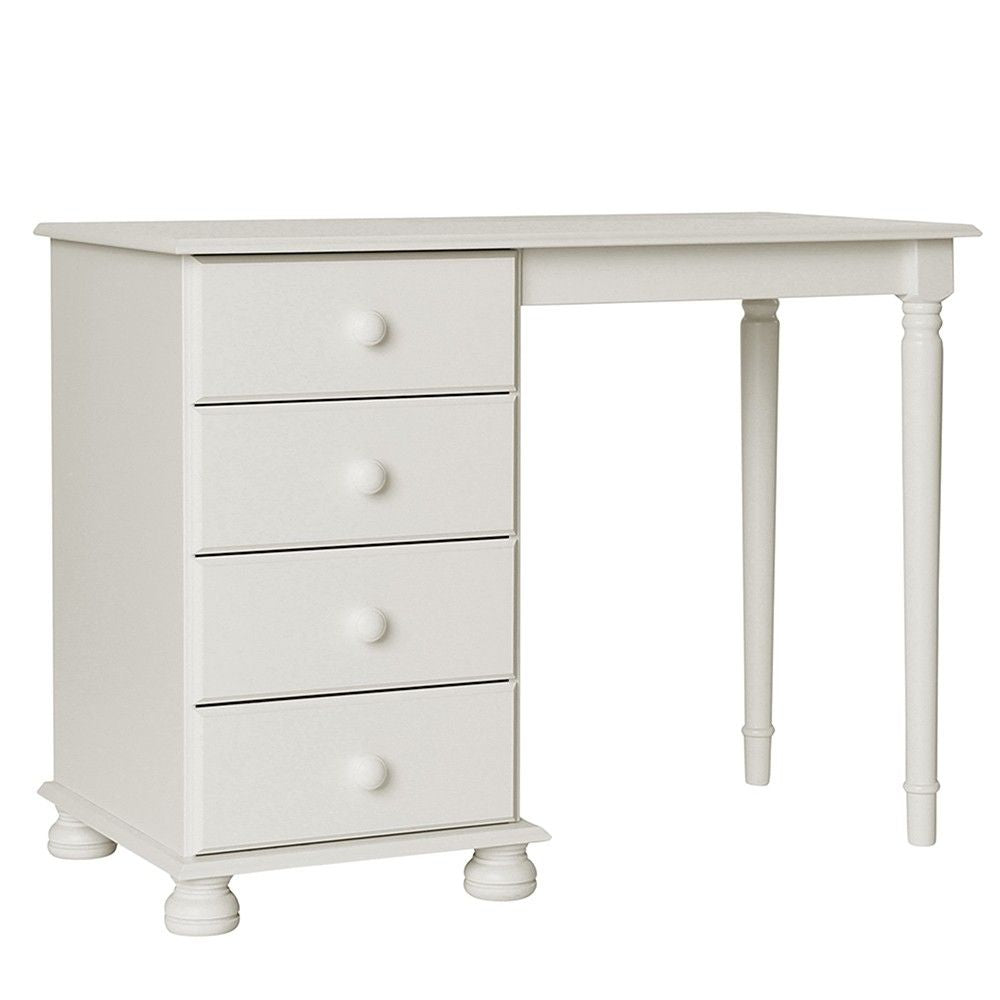 Traditional White 4 Drawer Dressing Table With White Wooden Handles