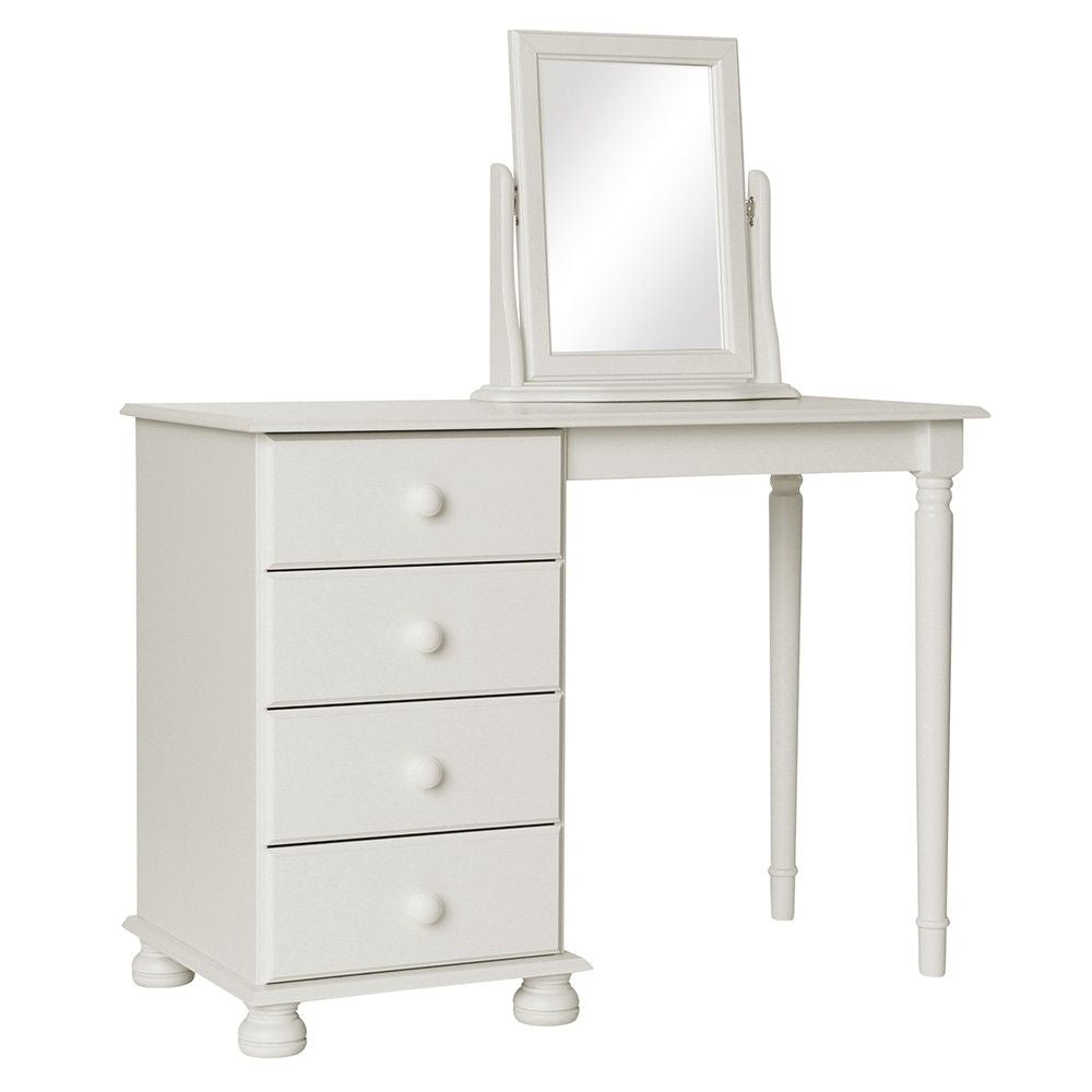 Traditional White 4 Drawer Dressing Table With White Wooden Handles