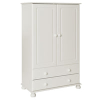 Thumbnail for White 2 Door Wardrobe 2 Drawers Small Low Kids Combination Double Robe