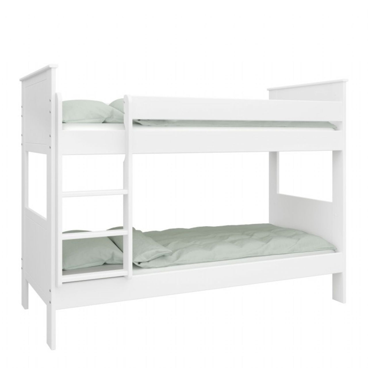 White Wooden Kids Childrens Bunk Bed with Ladder