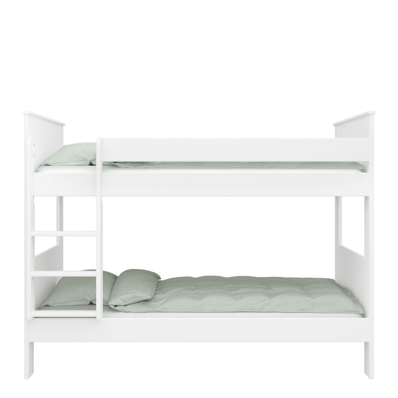 White Wooden Kids Childrens Bunk Bed with Ladder