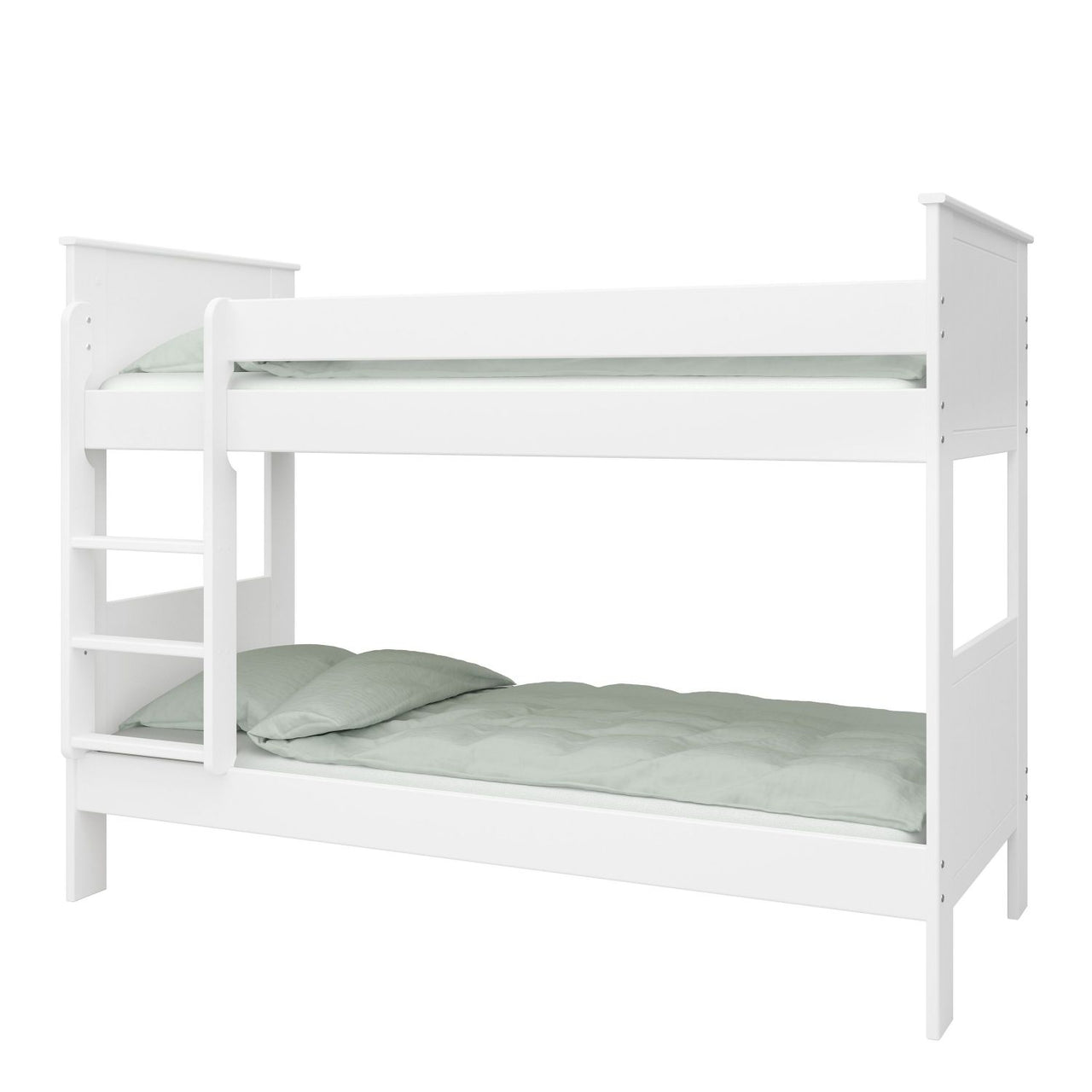 White Wooden Kids Childrens Bunk Bed with Ladder