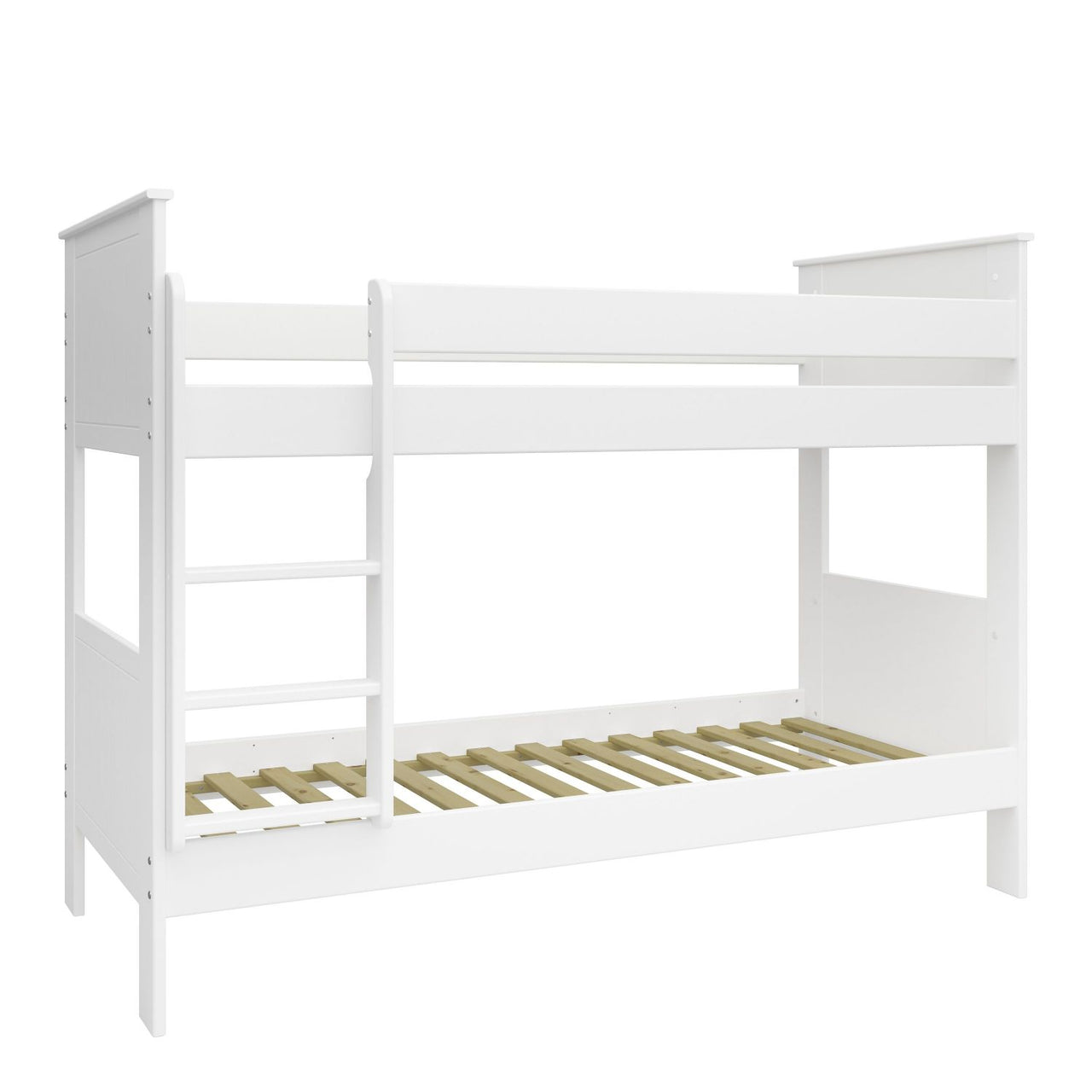 White Wooden Kids Childrens Bunk Bed with Ladder