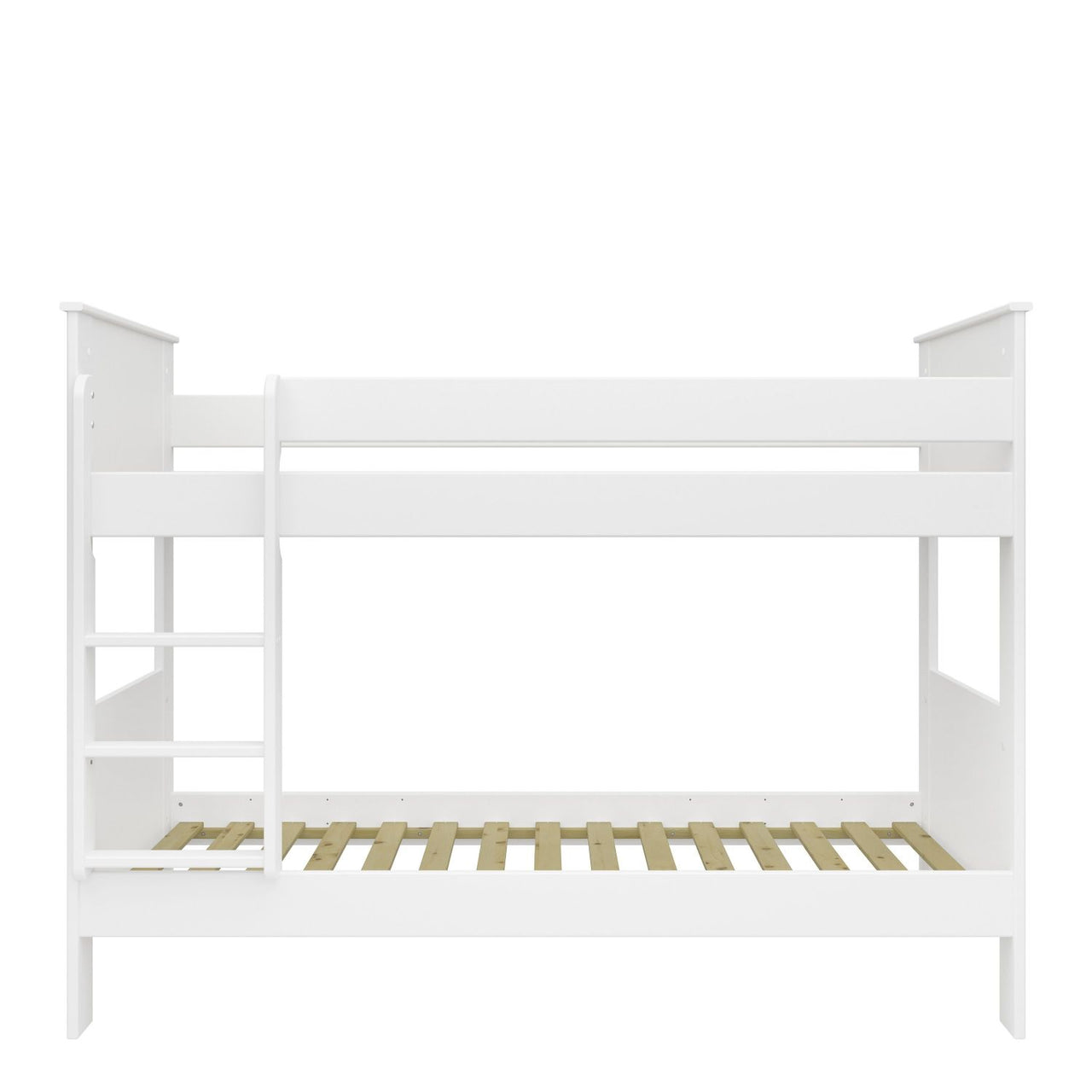 White Wooden Kids Childrens Bunk Bed with Ladder