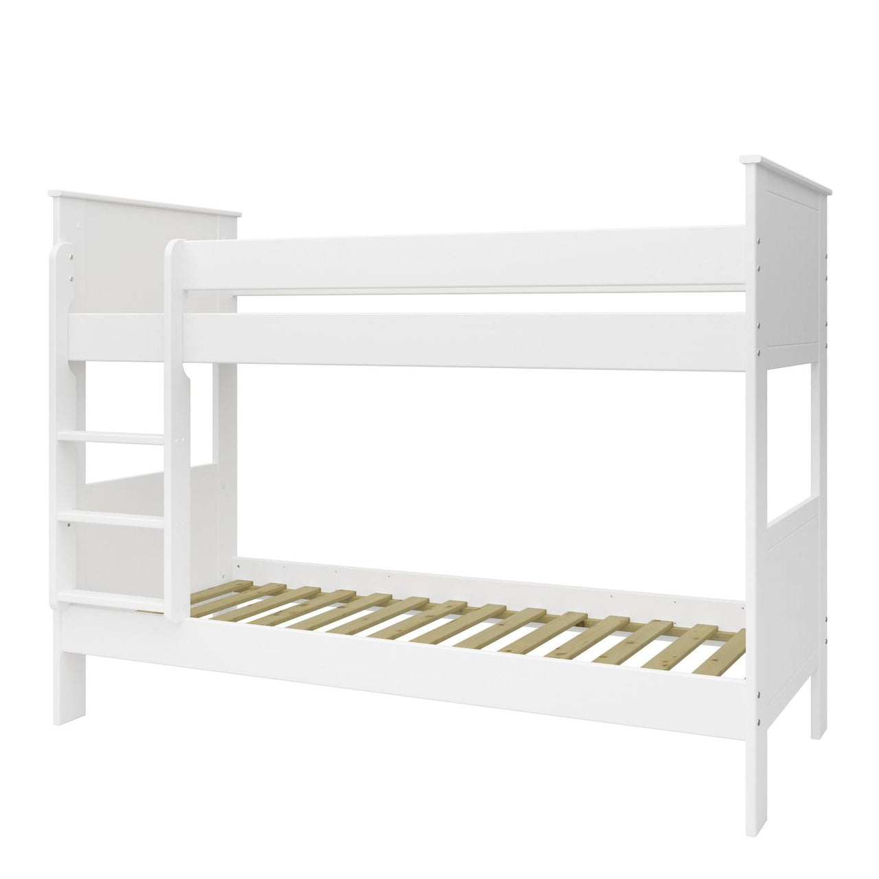 White Wooden Kids Childrens Bunk Bed with Ladder