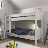 Thumbnail for White Wooden Kids Childrens Bunk Bed with Ladder