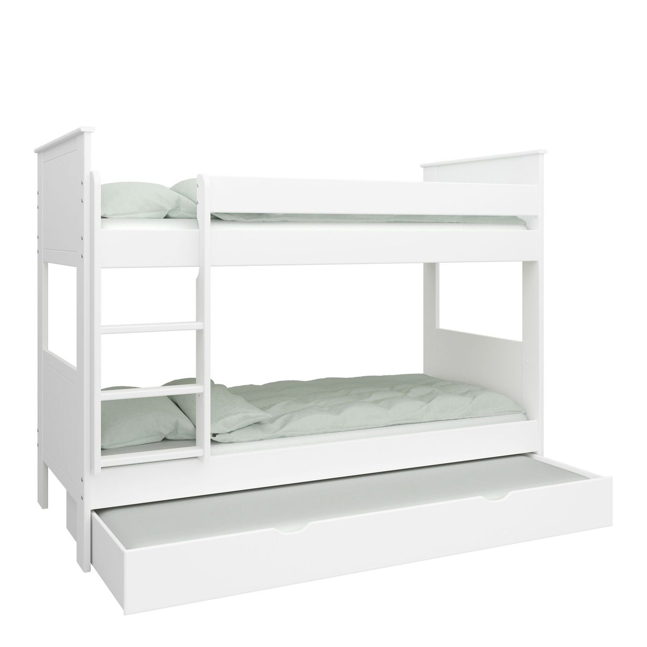 White Wooden Kids Childrens Bunk Bed with Ladder