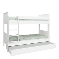 Thumbnail for White Wooden Kids Childrens Bunk Bed with Ladder