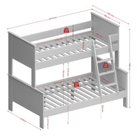 Thumbnail for White Wooden Kids Triple Bunk Bed Single Over Double