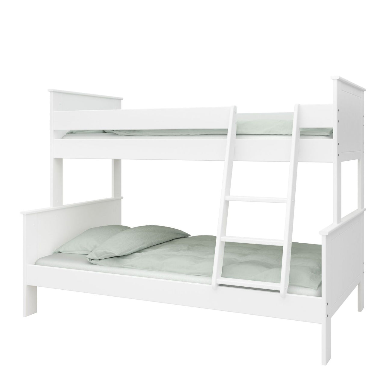 White Wooden Kids Triple Bunk Bed Single Over Double