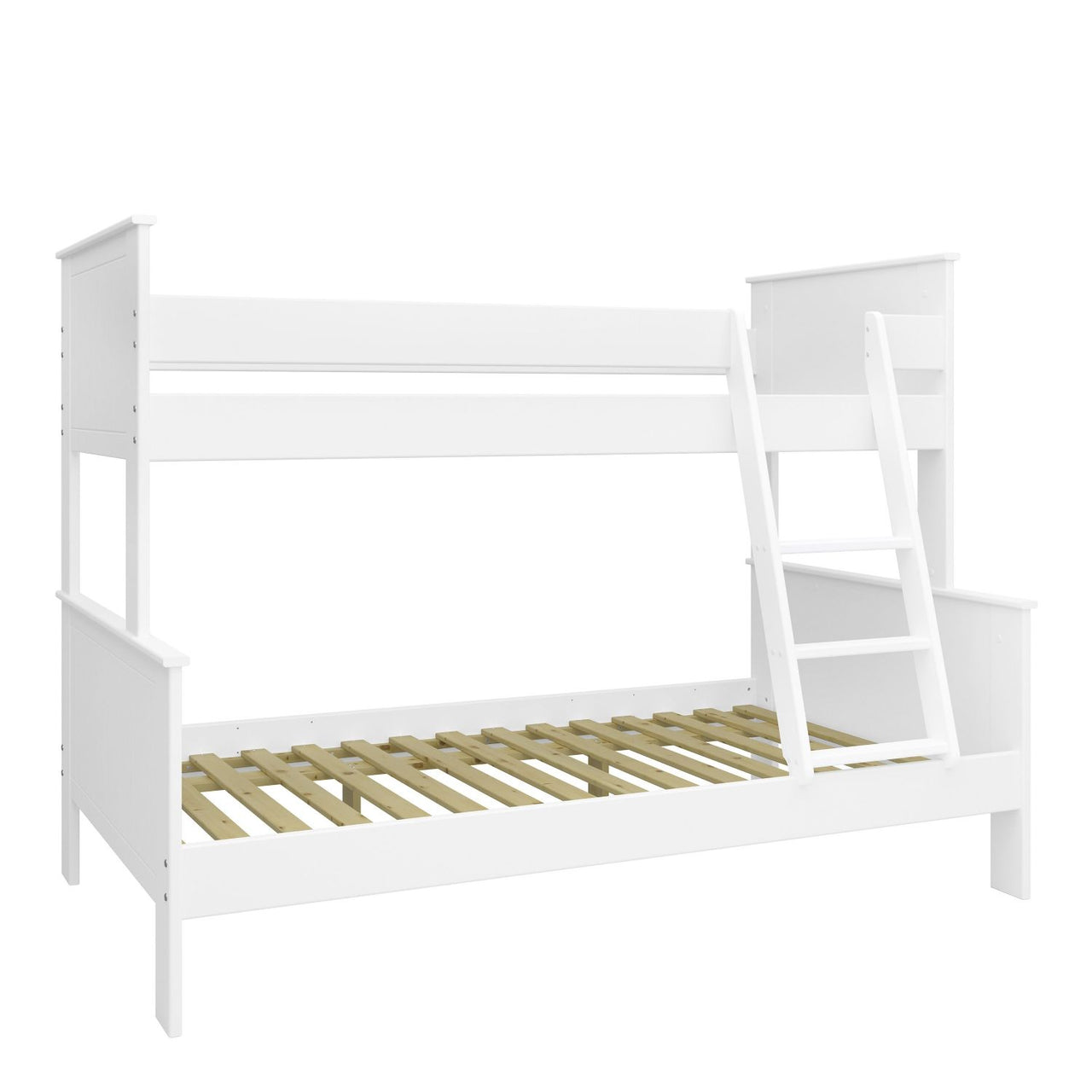 White Wooden Kids Triple Bunk Bed Single Over Double