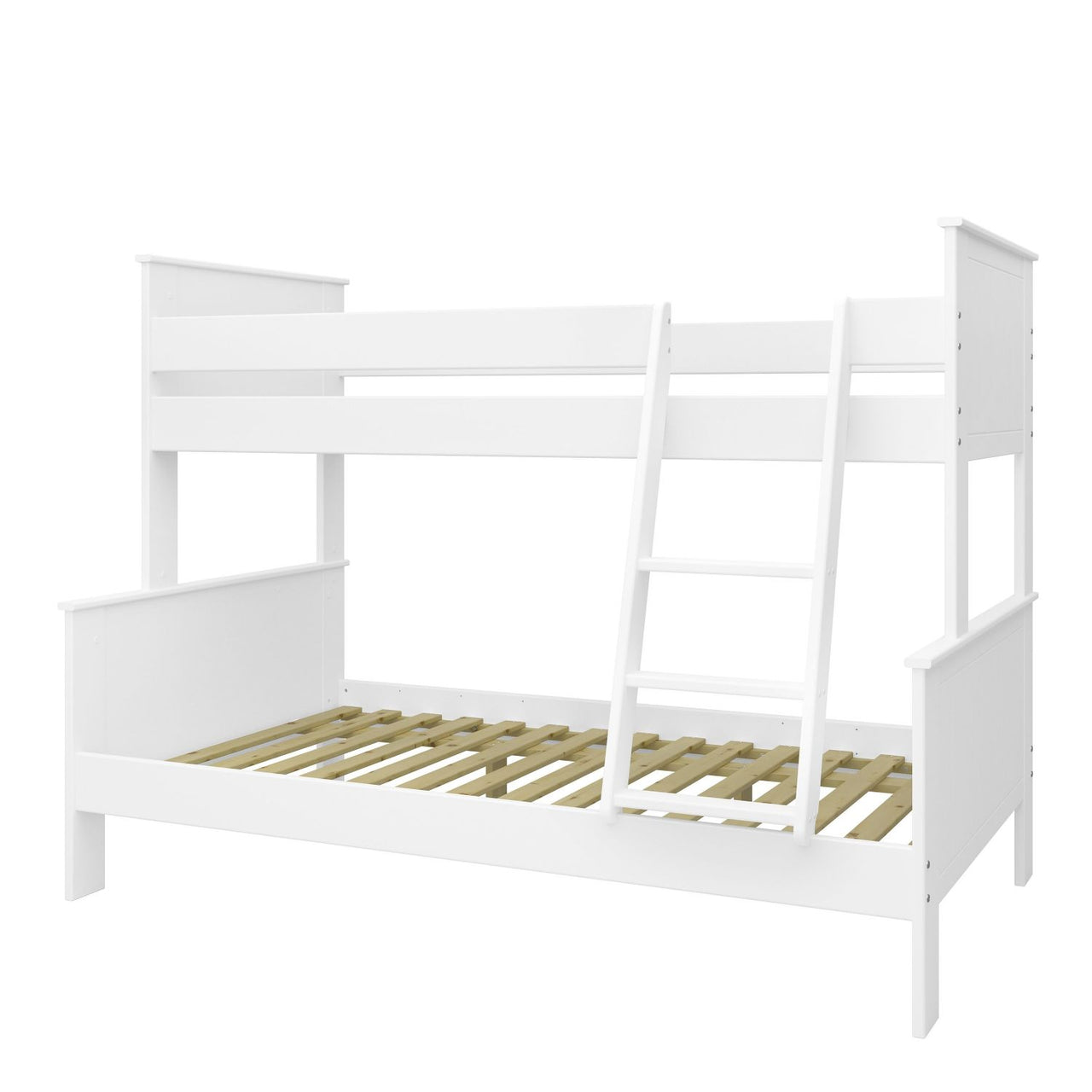 White Wooden Kids Triple Bunk Bed Single Over Double