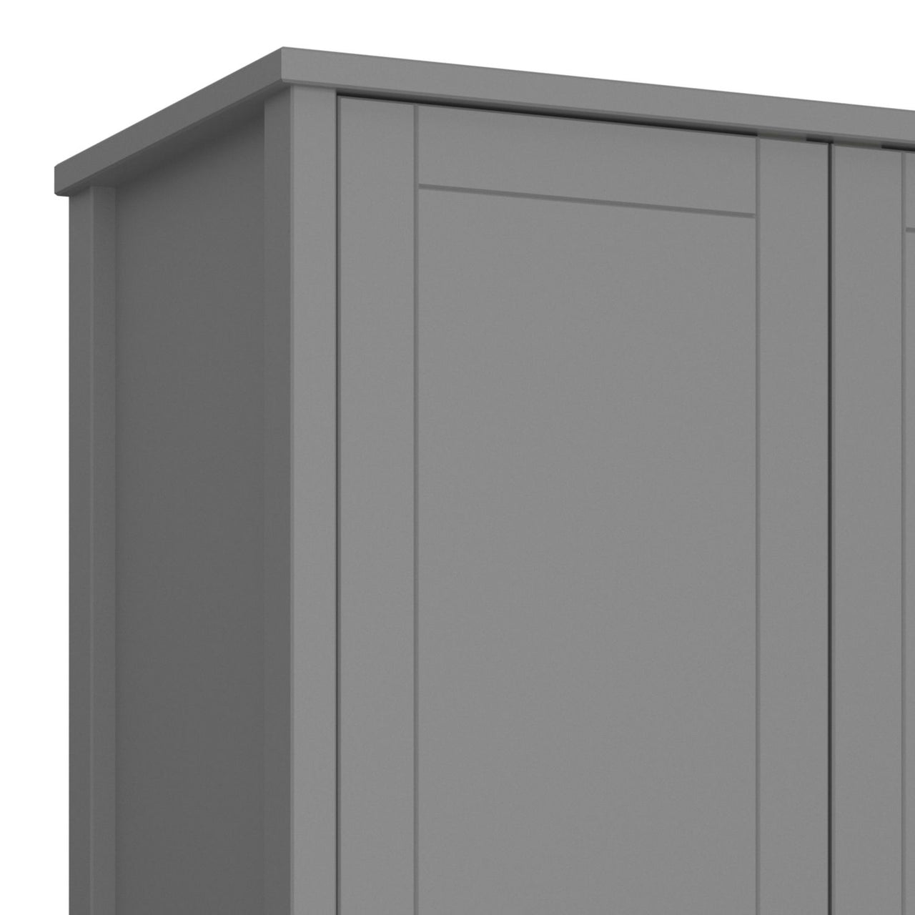 3 Doors Wardrobe Folkestone Grey with Leather Handles