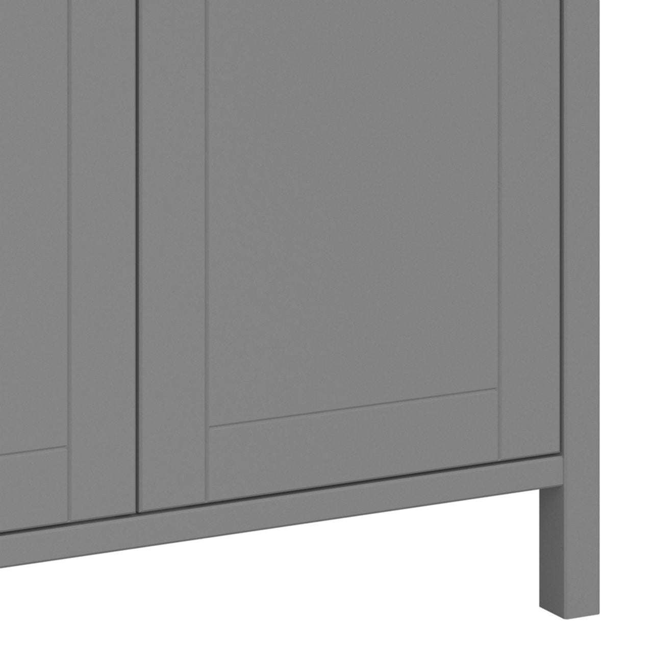 3 Doors Wardrobe Folkestone Grey with Leather Handles