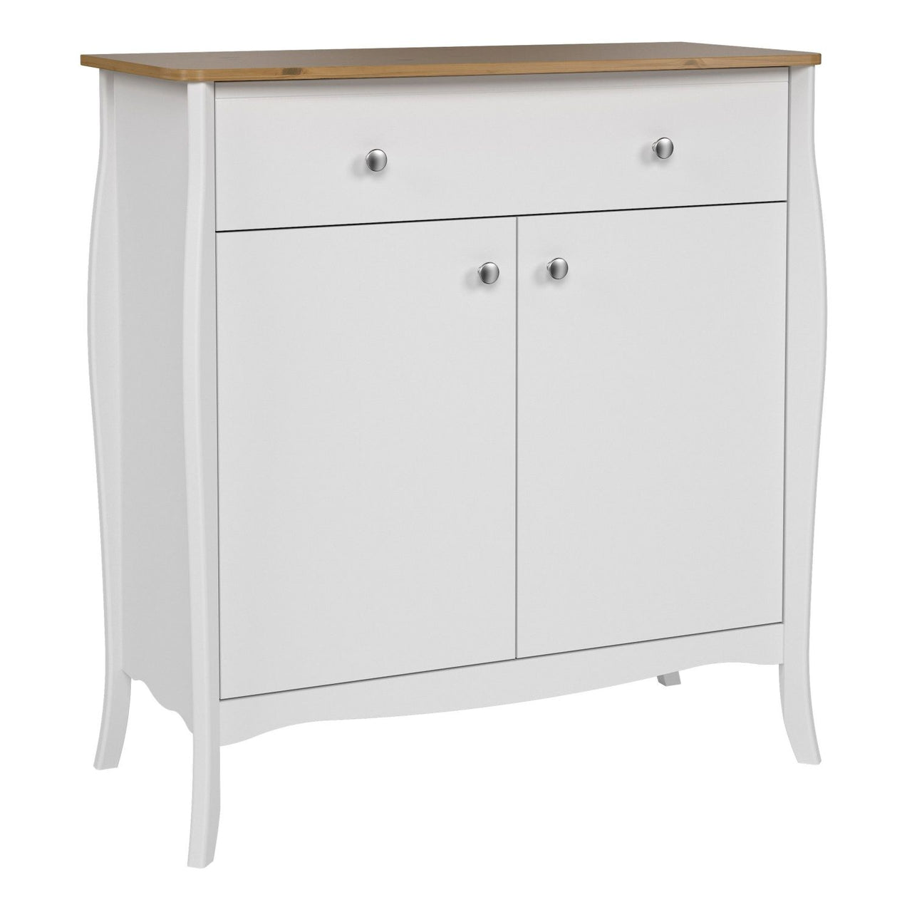 Baroque Sideboard 2 Doors 1 Drawer, Pure White Iced Coffee Lacquer