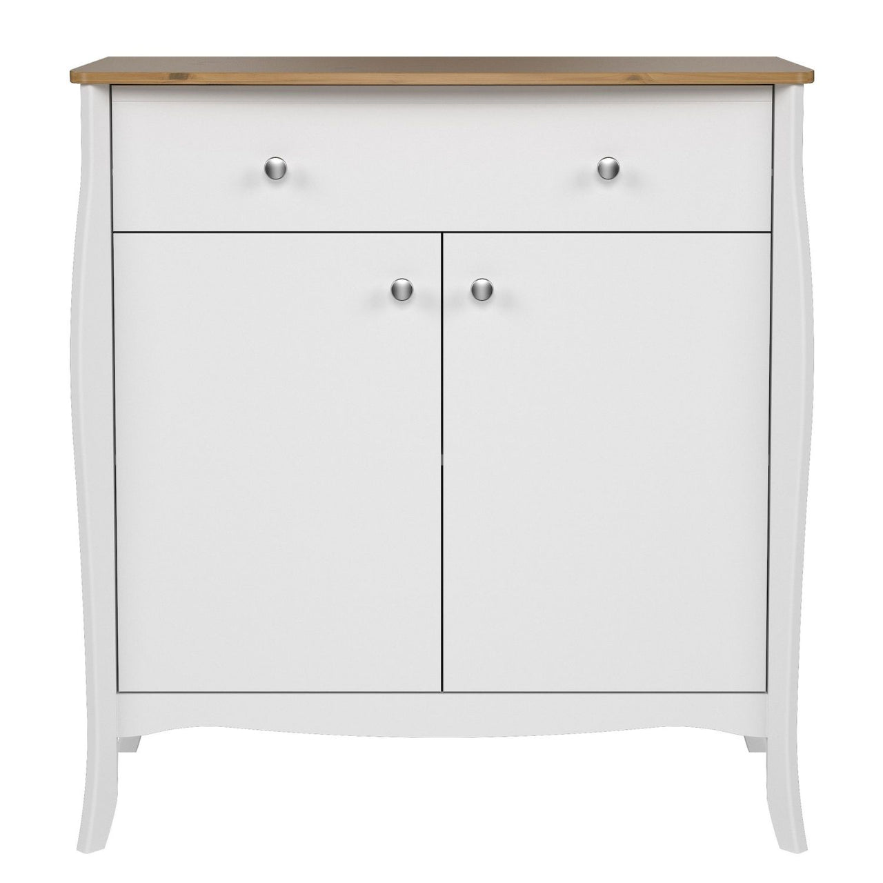 Baroque Sideboard 2 Doors 1 Drawer, Pure White Iced Coffee Lacquer