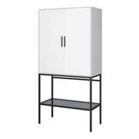 Thumbnail for 2 Door Tall Cabinet in Pure White with Steel Black Legs