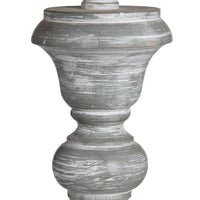 Thumbnail for Grey Washed Rustic Wood Floor Lamp with Linen Fabric Shade Traditional Style