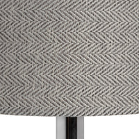 Thumbnail for Tall Slim Silver Chrome and Glass Table Desk Lamp Herringbone Fabric Shade