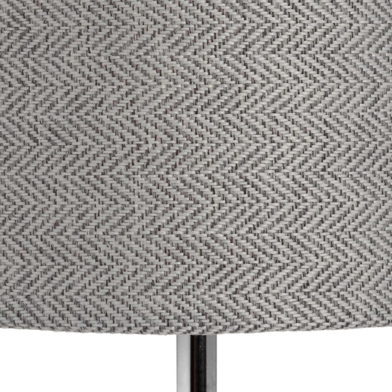 Genoa Chrome Base and Stem Tall Table Lamp With Round Grey Fabric Shade