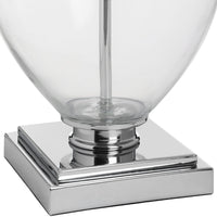 Thumbnail for Perugia Large Glass Silver Finished Metal Base Table Lamp With Grey Linen Shade