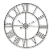 Thumbnail for Large Silver Metal Framed Roman Numerals Skeleton Wall Clock 80cm