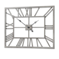 Thumbnail for Modern Style Silver Finish Metal Rectangular Skeleton Wall Clock 60 x 80cm