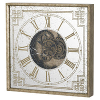 Thumbnail for Retro Antique Gold Square Framed Wall Clock With Moving Gears Mechanism 60cm Diameter