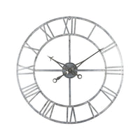 Thumbnail for Silver Foil Metal Round Skeleton Roman Numerals Wall Clock 82cm Diameter