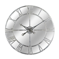 Thumbnail for Traditional Style Large Round Silver Foil Mirrored Glass Wall Clock 85cm Diameter