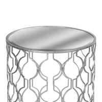 Thumbnail for Set of 2 Arabesque Silver Foil Mirrored Glass Side Tables On Metal Bases