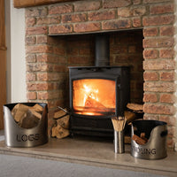 Thumbnail for Modern Trendy Pewter Finish Logs And Kindling Buckets And Matchstick Set 32x34cm