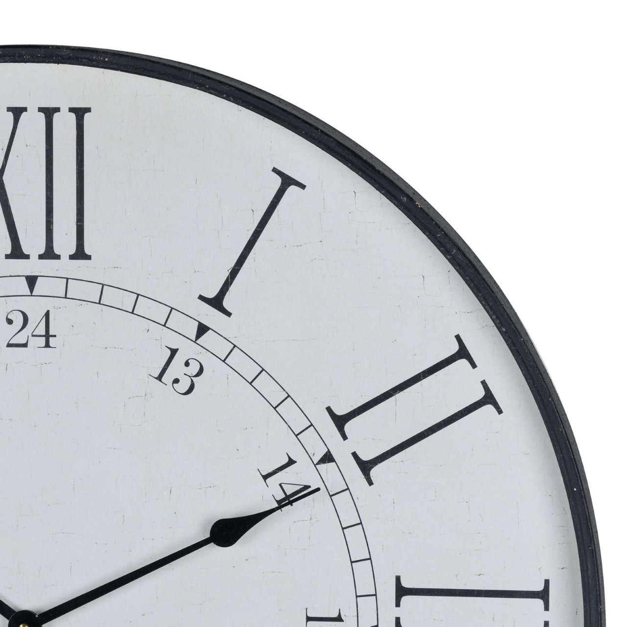 Large Embossed 80cm Round White Wood Station Wall Clock With Roman Numerals