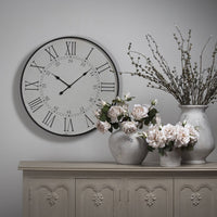 Thumbnail for Large Embossed 80cm Round White Wood Station Wall Clock With Roman Numerals