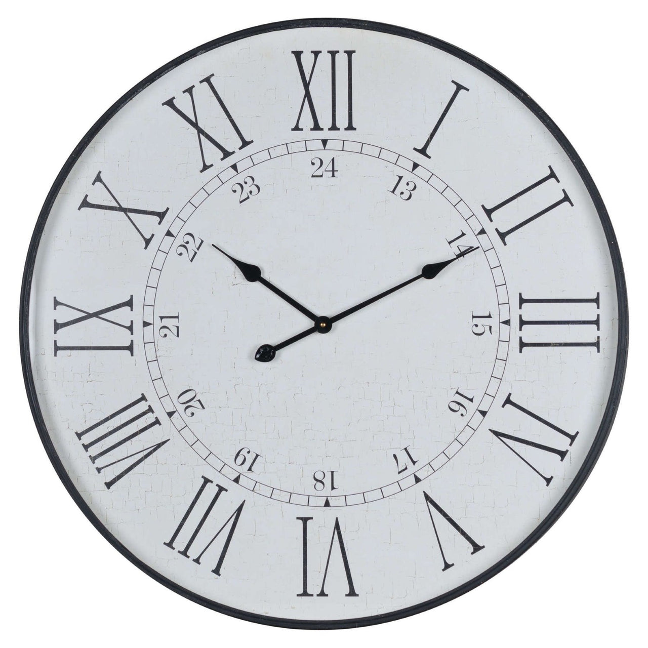 Large Embossed 80cm Round White Wood Station Wall Clock With Roman Numerals