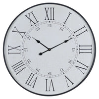 Thumbnail for Large Embossed 80cm Round White Wood Station Wall Clock With Roman Numerals