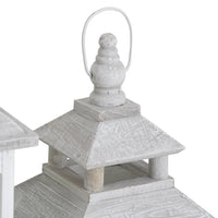 Thumbnail for Set Of 3 White Painted Wooden Glass Window Style Lanterns With Open Top