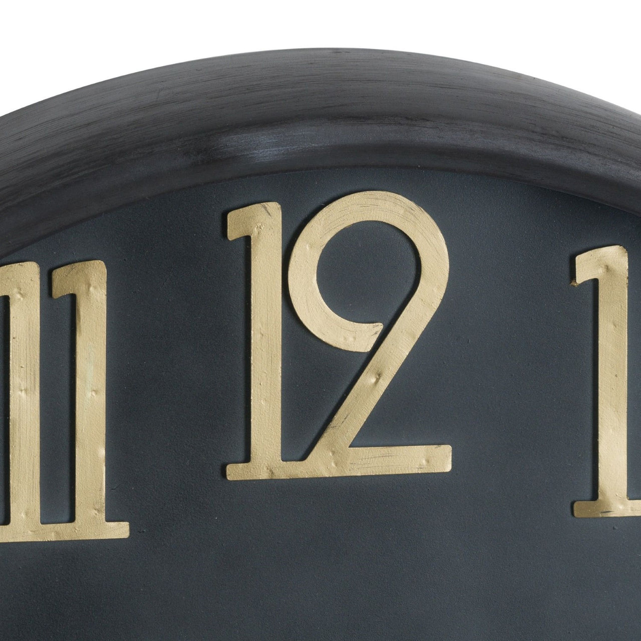 Retro Style Black Finished Soho Brass And Stone Large Round Clock