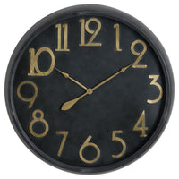 Thumbnail for Retro Style Black Finished Soho Brass And Stone Large Round Clock