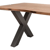 Thumbnail for Modern Style Live Edge Acacia Wood X Leg Fixed Top Rectangular Dining Table 78 x 100cm