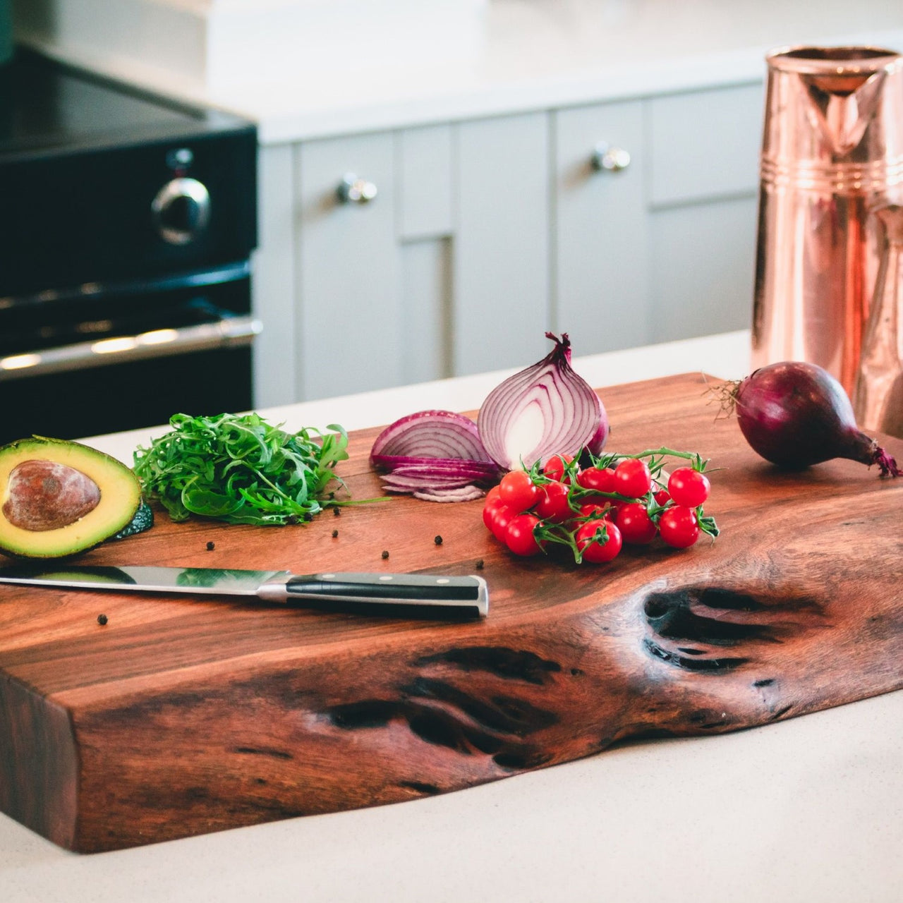 Farmhouse Style Large Pyman Brown Indian Acacia Wood Kitchen Chopping Board 8x70cm