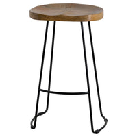 Thumbnail for Modern Style Hardwood Shaped Kitchen Barstool on Metal Legs with Footrest 75x66cm