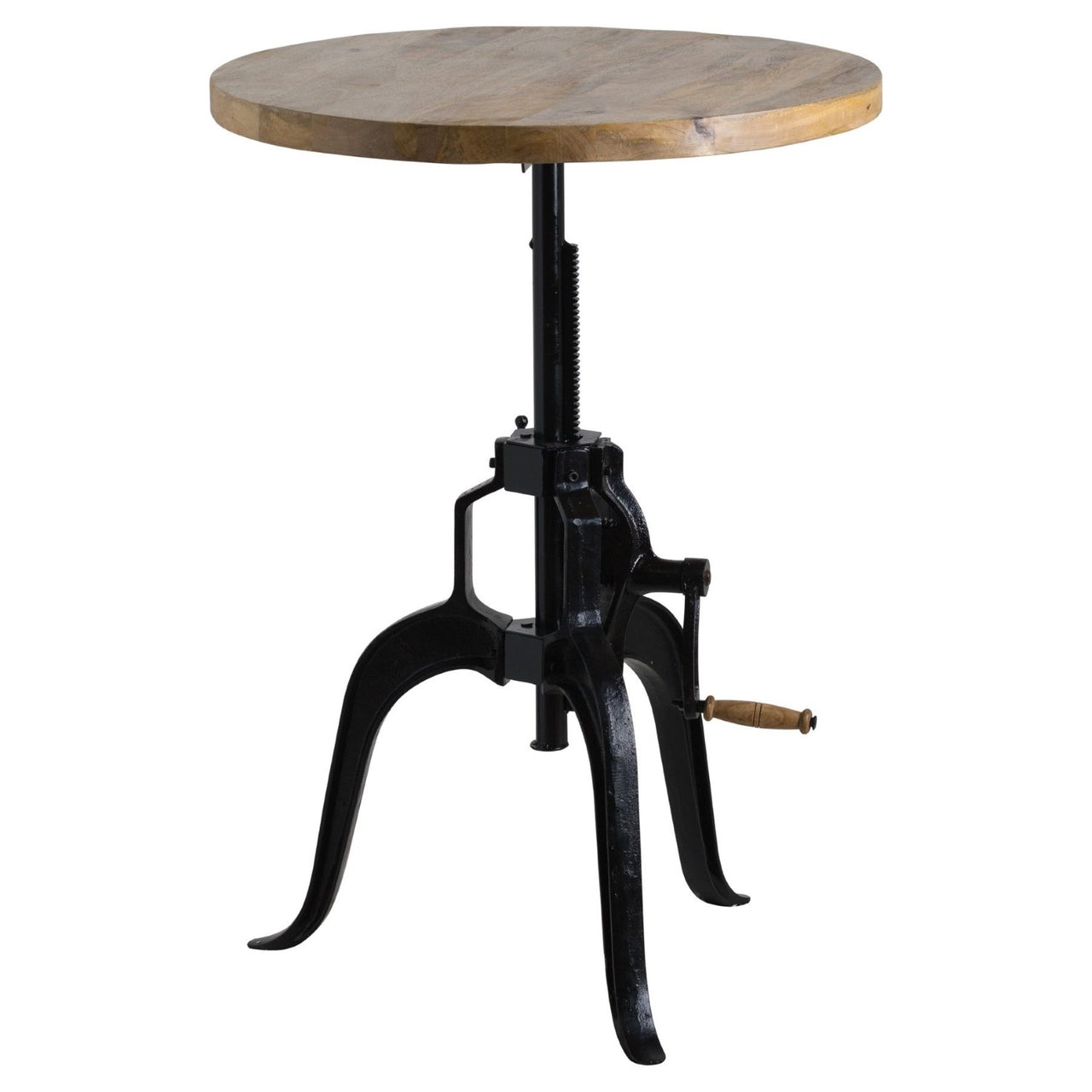 Industrial Rustic Height Adjustable Crank Bar Bistro Table Wooden Top