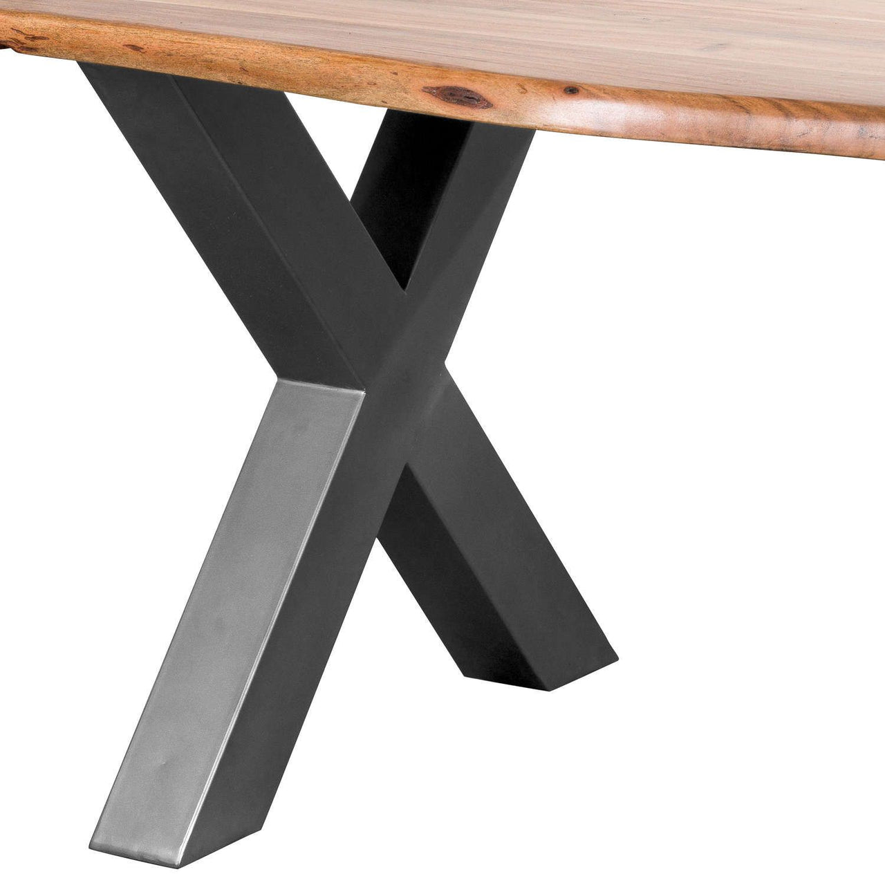 Modern Style Live Edge Acacia Wood Large X Leg Rectangular Dining Table 78 x 100cm