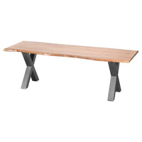 Thumbnail for Modern Style Live Edge Acacia Wood Large X Leg Rectangular Dining Table 78 x 100cm