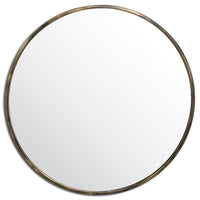 Thumbnail for Antique Brass Finish Large Rounded Narrow Edged Bedroom Wall Mirror 120 cm Diameter