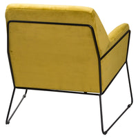 Thumbnail for Eva Framed Mustard Yellow Velvet Fabric Club Arm Chair On Black Metal Legs