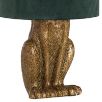 Thumbnail for 50cm Tall Antique Gold Hare Rabbit Table Lamp With Green Velvet Round Shade