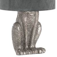 Thumbnail for 50cm Tall Silver Hare Rabbit Table Lamp With Grey Velvet Round Shade