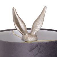 Thumbnail for 50cm Tall Silver Hare Rabbit Table Lamp With Grey Velvet Round Shade